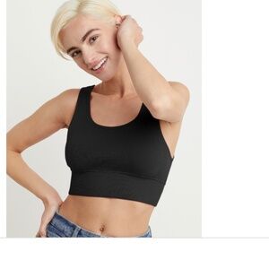 Hanes Originals Women's Rib Longline Bralette, Cotton Black M